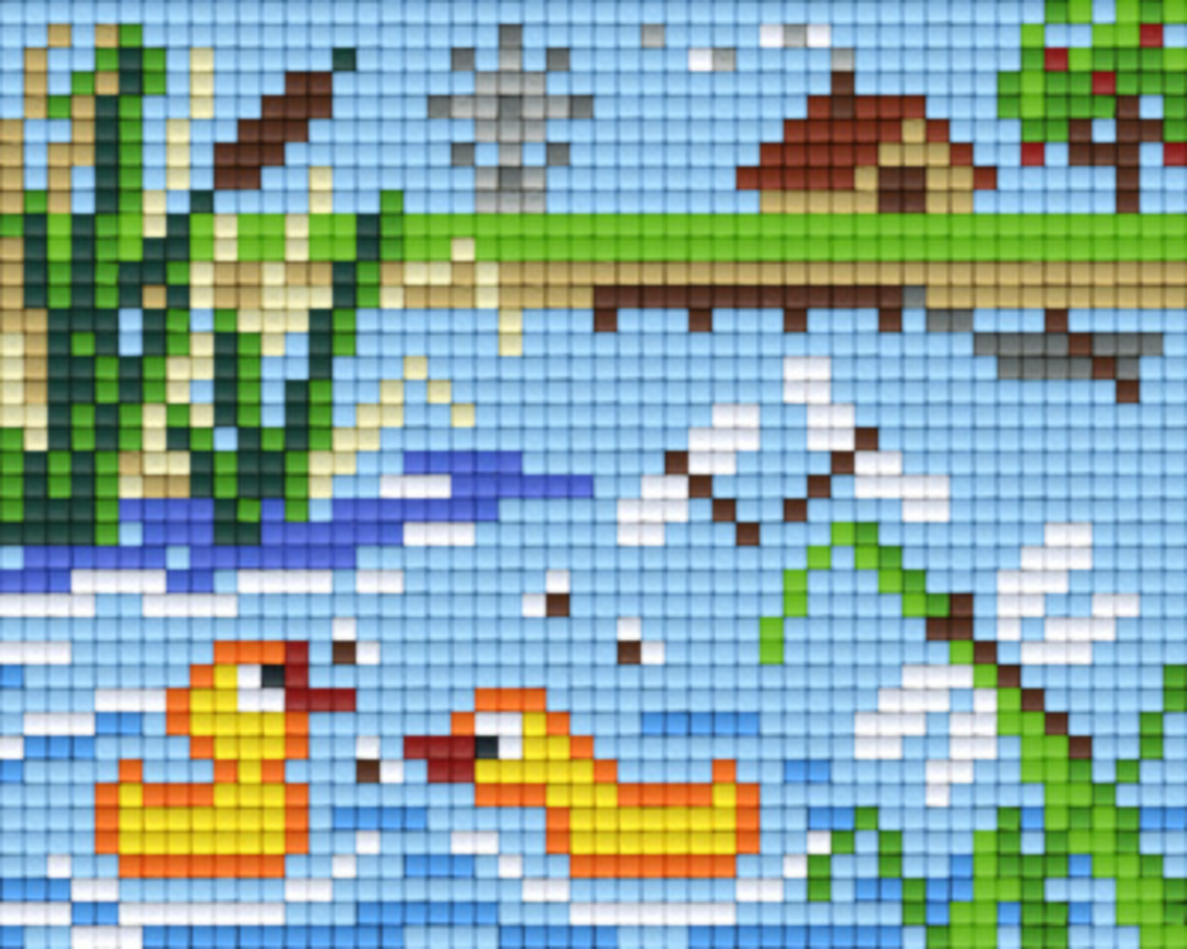 Ducklings One [1] Baseplate PixelHobby Mini-mosaic Art Kits image 0